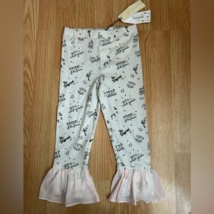 Kinderkind Pink Chiffon Trim Positive Message Leggings Fringe Pocket 4T NWT